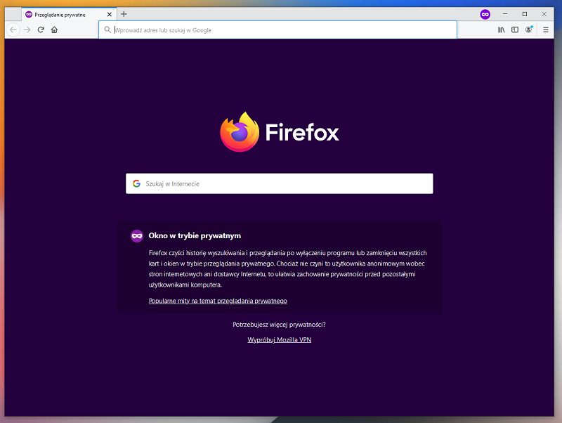 Tryb prywatny Firefox