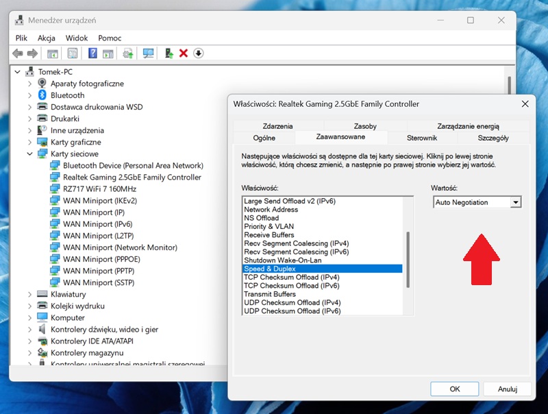 Ustawienia karty sieciowej Ustawienia karty sieciowej
