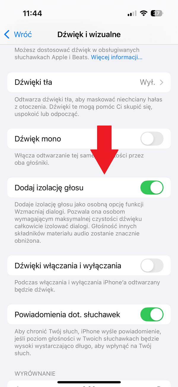 Izolacja głosu w Apple TV