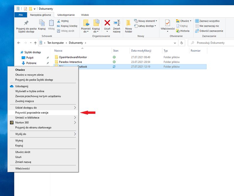 Przywracanie plików i folderów w Windows
