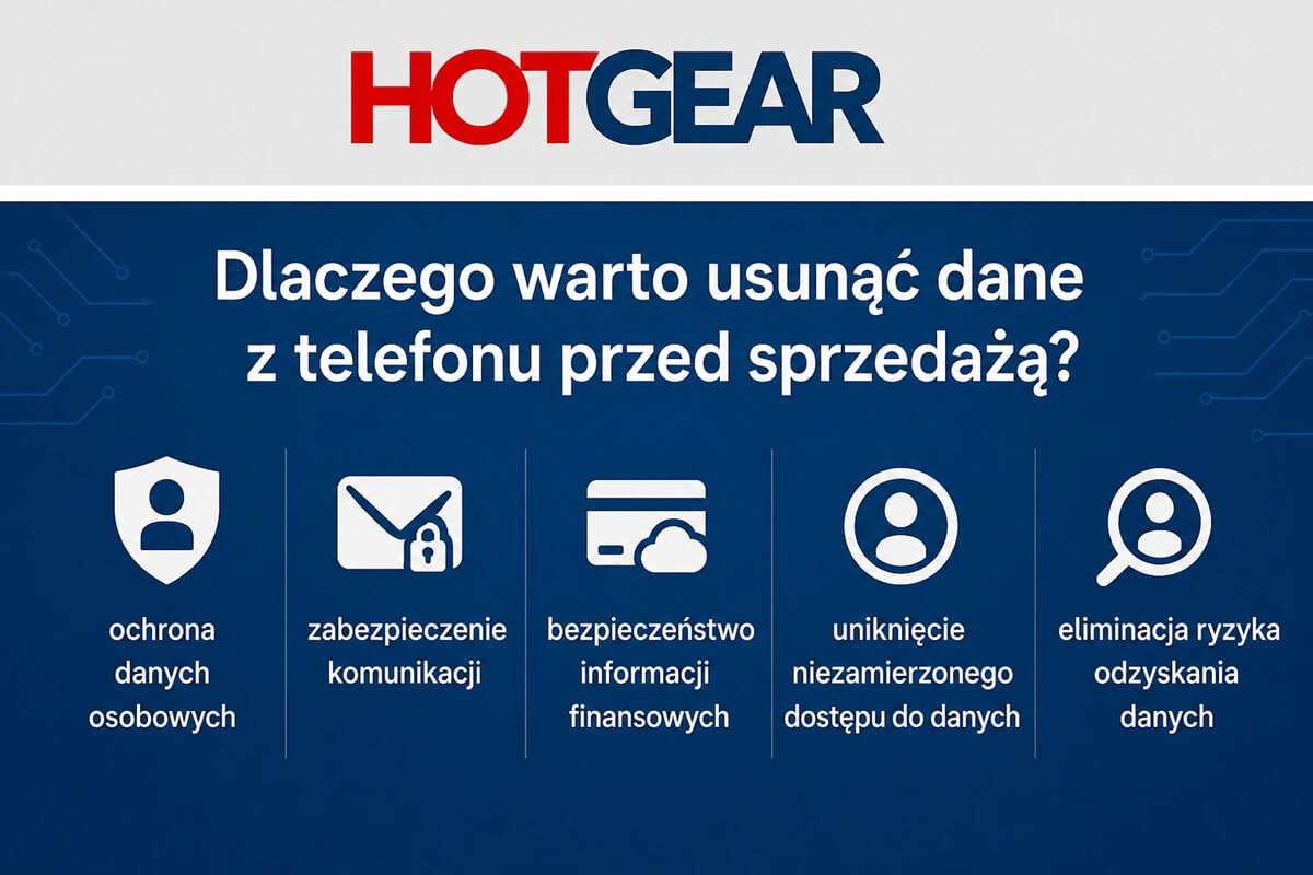 Tabela informująca o zaletach usuwania danych ze smartfona przed jego sprzedażą.