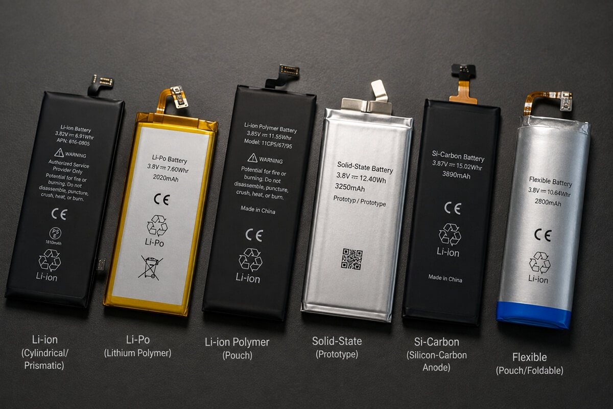 Różne typy współczesnych baterii do elektroniki