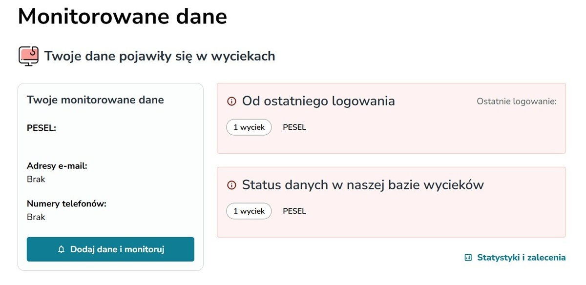 Serwis Bezpieczne Dane - strona internetowa.