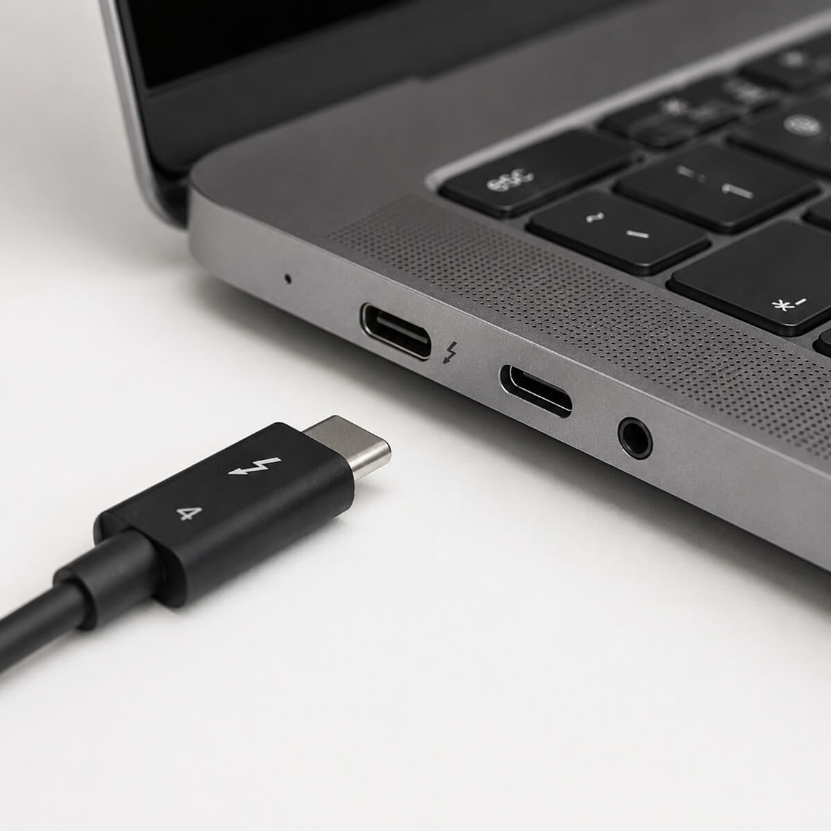 Złącze Thunderbolt w laptopie.