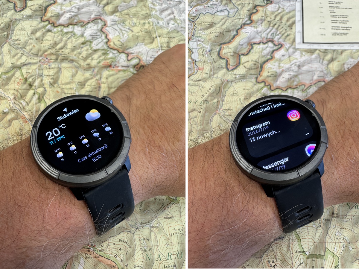 Stelio Activ Pro AI GPS i jego funkcje dodatkowe na ekranie.